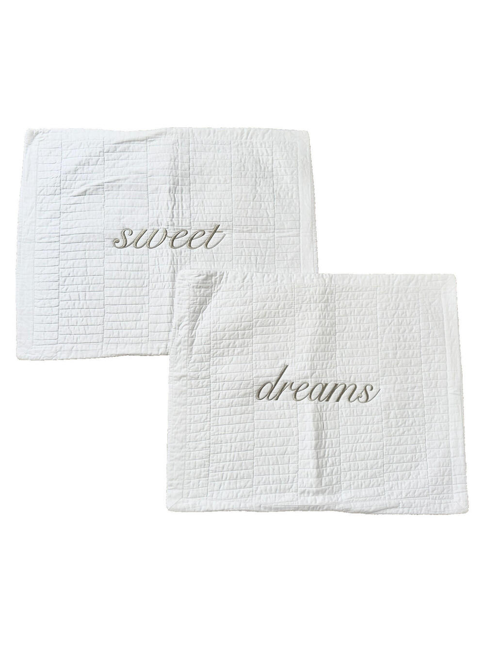 NEW Real Simple Set 2 Pair Standard Pillow Shams SWEET DREAMS Embroidered -20x26